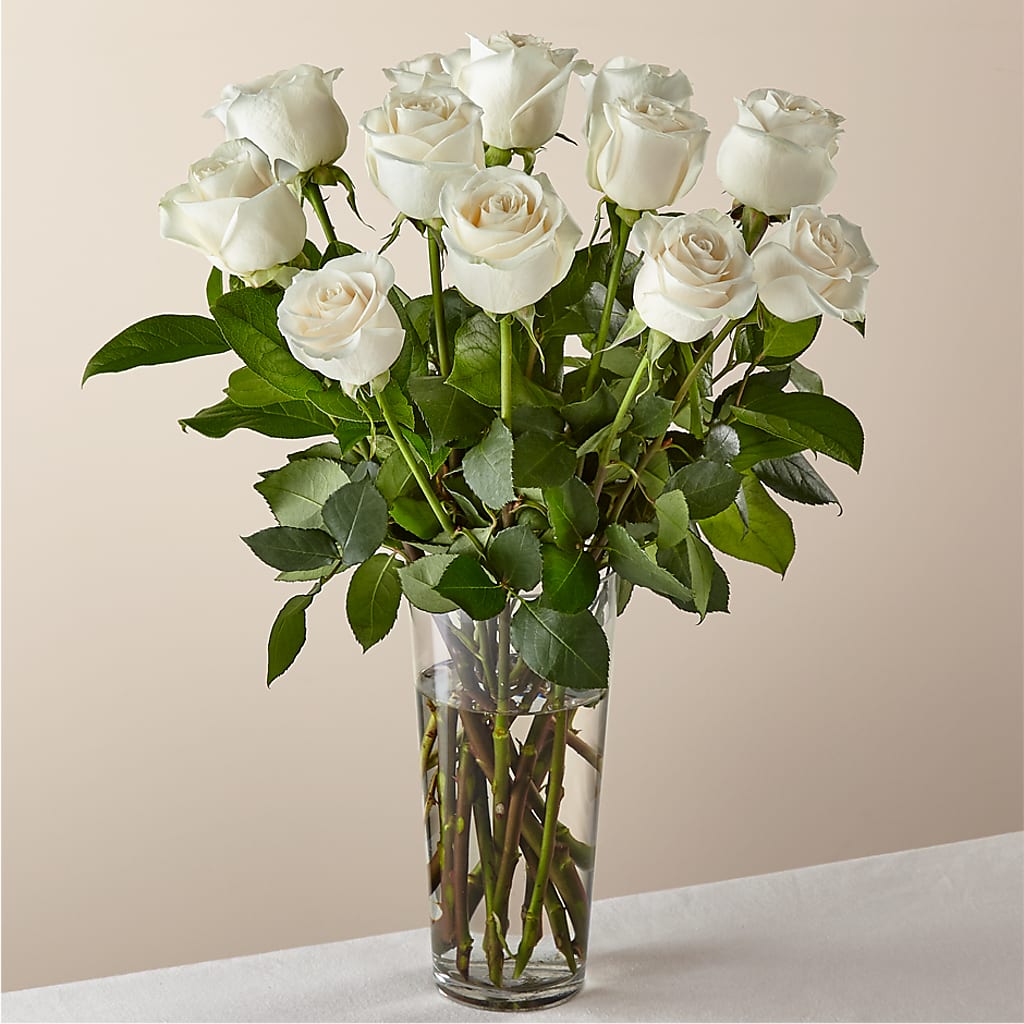 Long Stem White Rose Bouquet – Magic Sun Flowers, Los Angeles CA