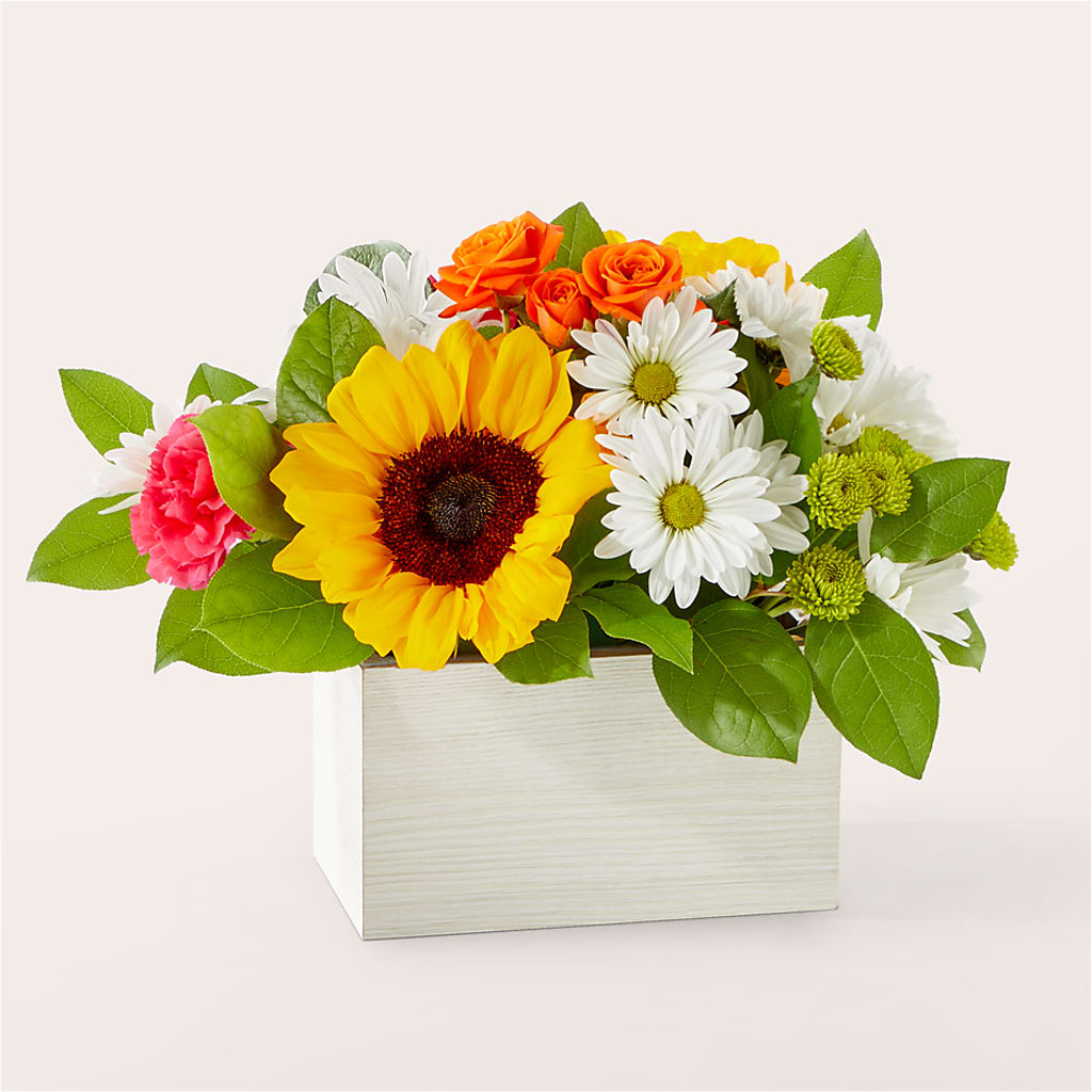 Sun-drenched Blooms Box Bouquet – Magic Sun Flowers, Los Angeles CA