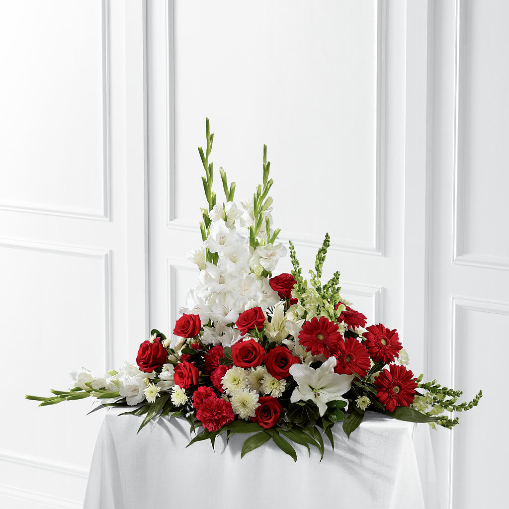 Crimson & White Arrangement – Magic Sun Flowers, Los Angeles CA