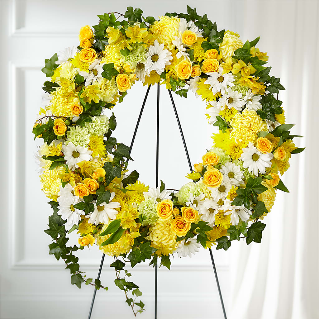 Golden Remembrance Wreath – Magic Sun Flowers, Los Angeles CA