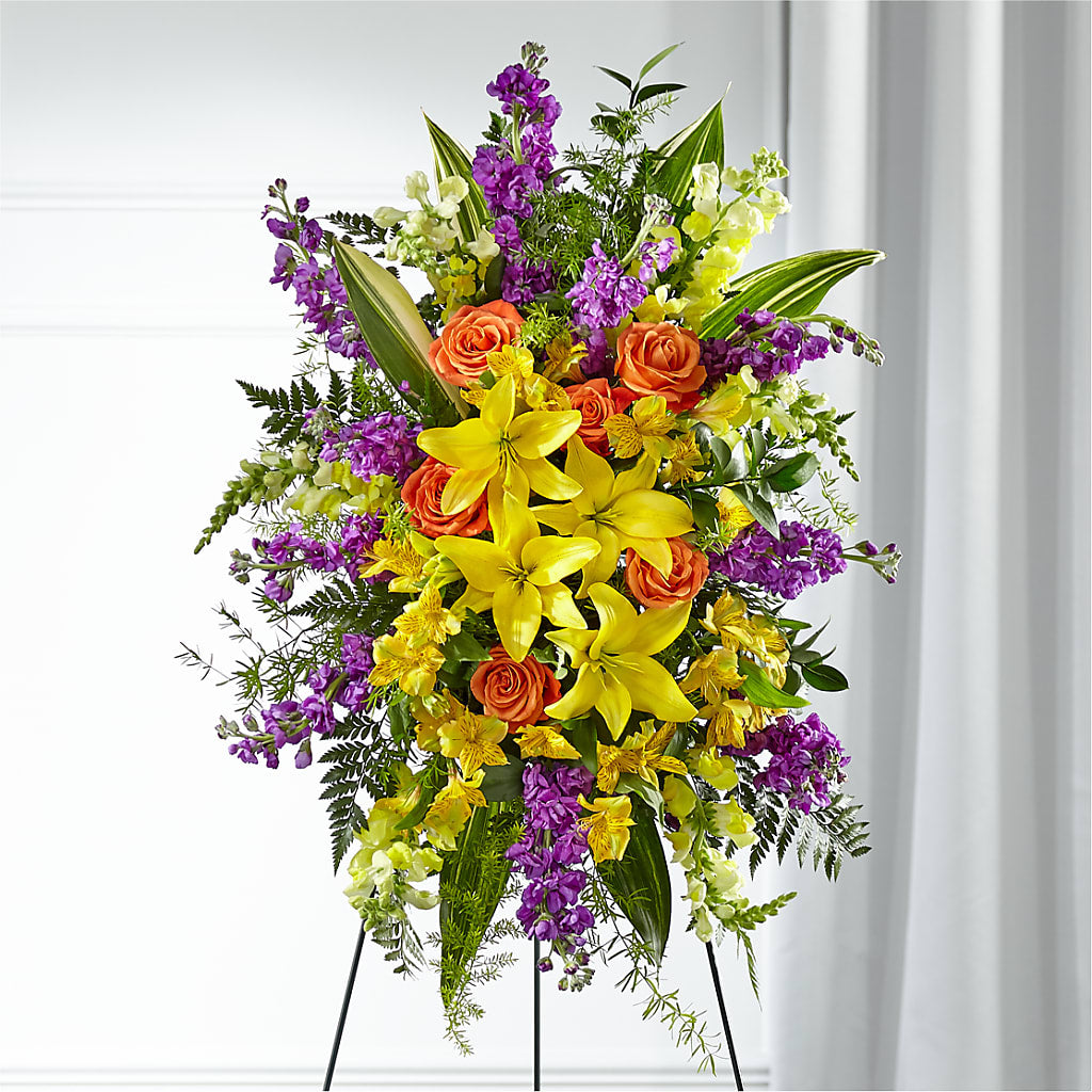 Thoughtful Prayers Standing Spray – Magic Sun Flowers, Los Angeles CA