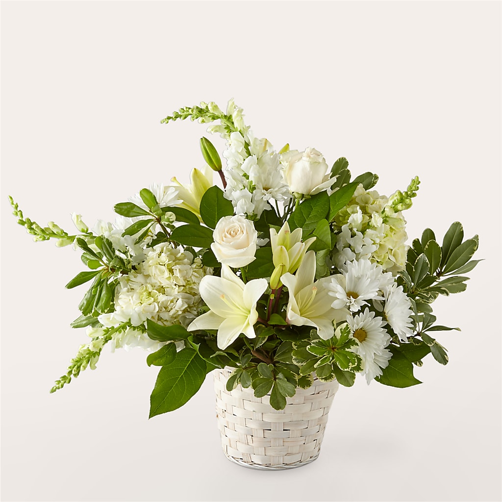 Ivory Elegance Floral Basket – Magic Sun Flowers, Los Angeles CA