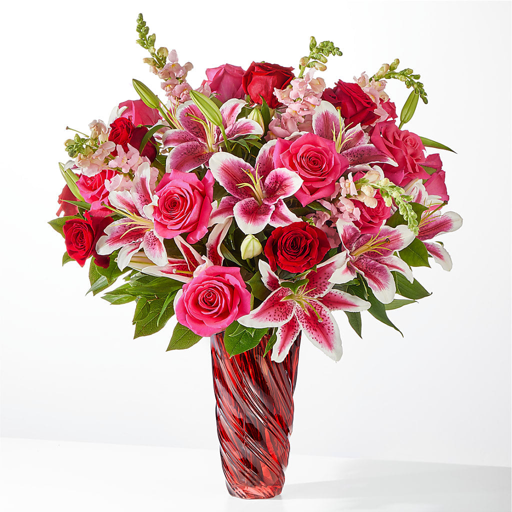 Always You Bouquet with Luxe Swirl Vase – Magic Sun Flowers, Los Angeles CA