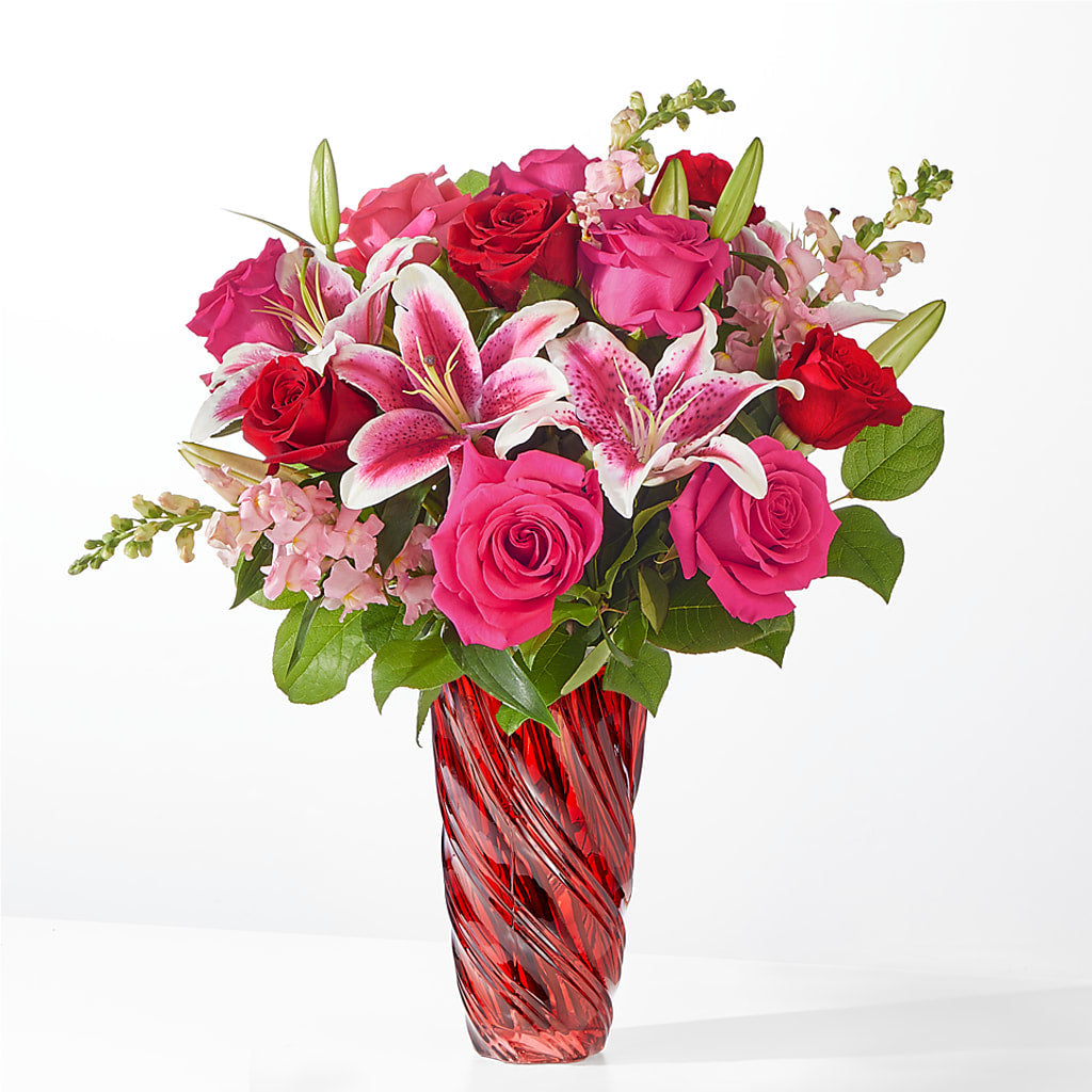 Always You Bouquet with Luxe Swirl Vase – Magic Sun Flowers, Los Angeles CA