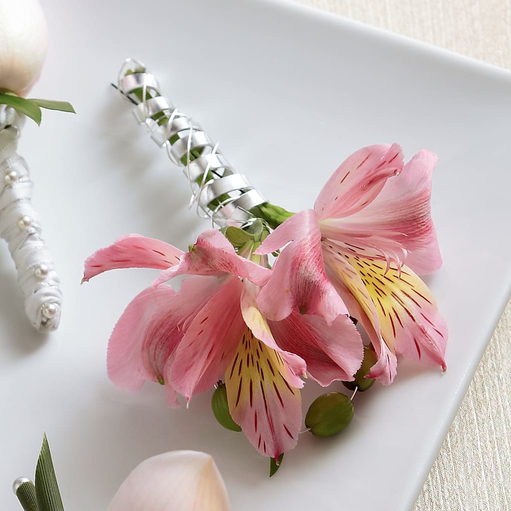 Pink Peruvian Lily Boutonniere – Magic Sun Flowers, Los Angeles CA