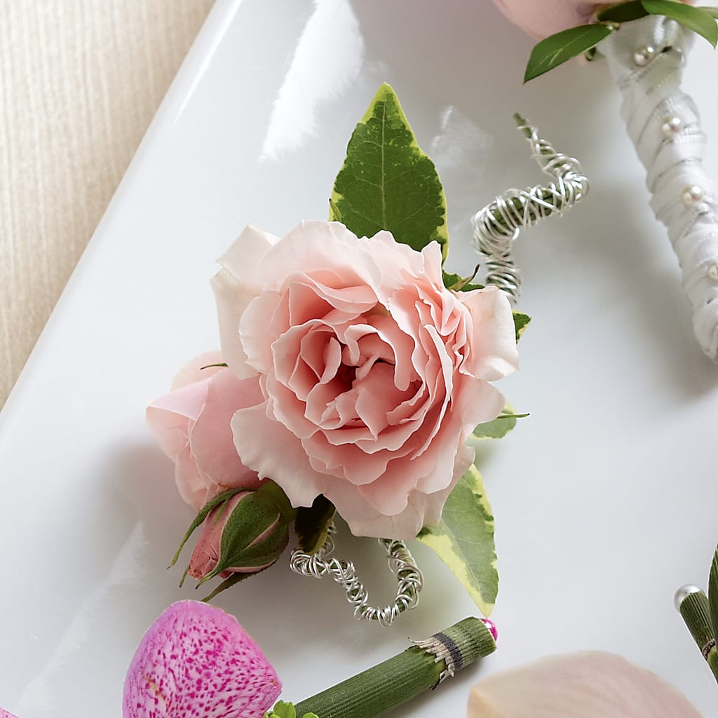 Pink Spray Rose Boutonniere – Magic Sun Flowers, Los Angeles CA