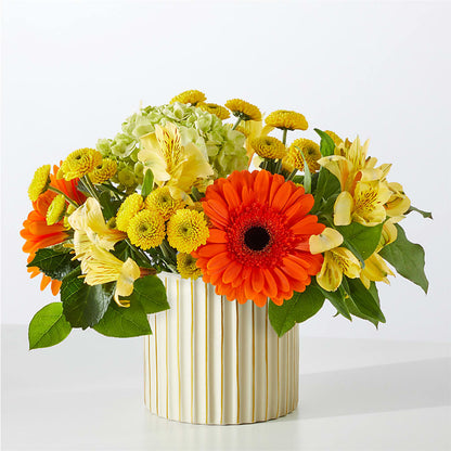 Autumn Sunshine Bouquet with Ivory Vase –  Magic Sun Flowers, Los Angeles CA