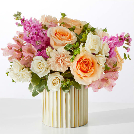 Paradise Bouquet with Ivory Vase –  Magic Sun Flowers, Los Angeles CA