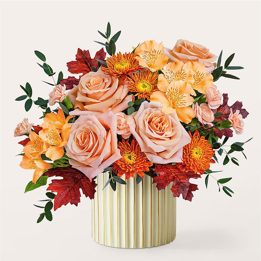 Spiced Latte Bouquet with Ivory Vase –  Magic Sun Flowers, Los Angeles CA