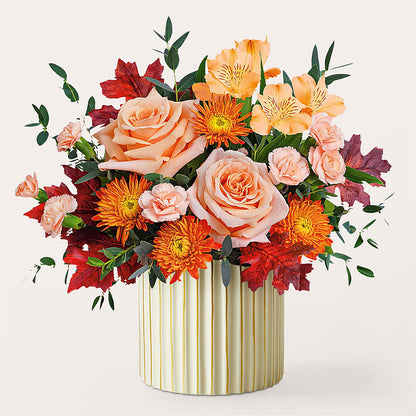 Spiced Latte Bouquet with Ivory Vase –  Magic Sun Flowers, Los Angeles CA