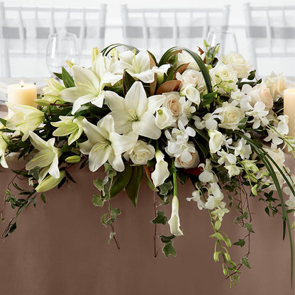 White Linen Arrangement –  Magic Sun Flowers, Los Angeles CA