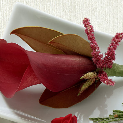 Red Calla Boutonniere –  Magic Sun Flowers, Los Angeles CA
